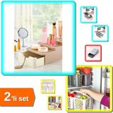 Hereveoyuncak Compact Çekmeceli ve Standlı Makyaj Organizeri + Buzdolabı Düzenleyici Sepet Gri - 2li Set K1Q8H4