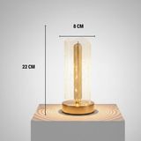 Hereveoyuncak Dalgalı Silindirik Kristal Çizgili Model LED Masa Lambası – Gold Tabanlı, Dokunmatik, 3 Renk Işık Modlu, Şarjlı Modern Dekoratif Gece Lambasıı