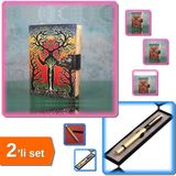 Hereveoyuncak Deri Defter Model 10 + Kutulu Metal Roller Gold Siyah Kalem - 2li Set B9M2L8