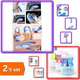 Hereveoyuncak Deterjan Hazneli Bulaşık Fırçası + Bükülebilir Esnek Kenar Köşe Lavabo Fırçası - 2li Set M7V2QZ