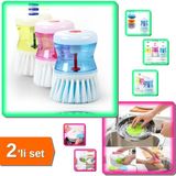 Hereveoyuncak Deterjan Hazneli Bulaşık Fırçası + Çok Amaçlı Silikon Bulaşık Fırçası - 2li Set AB789