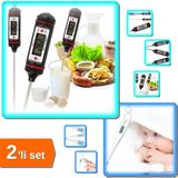 Hereveoyuncak Dijital Gıda Termometreesi Sıvı Gıda Et + Dijital Ateş Ölçer Termometre - 2li Set F8S4A2