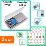 Hereveoyuncak Dijital Hassas Elektronik Kuyumcu Cep Terazisi 200 gr / 0.01 gr + Golf Anahtarlık - 2li Set U4Y8Z5