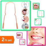 Hereveoyuncak Dil Plağı Temizleme Aparatı Bakır Oil Pulling + Diş Kristali ve Diş Pırlantası Komple Set - 2li Set