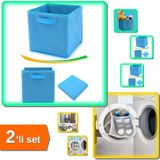 Hereveoyuncak Dolap Içi Düzenleyici Kutu Mavi + Hassas Ayakkabı Yıkama Filesi Kapak Bağlamalı - 2li Set X4R0H5
