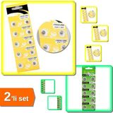 Hereveoyuncak Düğme Saat Pil 10LU Paket LR626 LR66 Ag4 + Buton Lazer Pil 10LU Paket AG10 LR1130H 389A - 2li Set