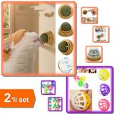 Hereveoyuncak Duvara Yapışan Dönen Kedi Nanesi Cat + 10 Adet Çıngıraklı Evcil Hayvan Oyun Topu - 2li Set E2S4L2