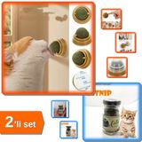 Hereveoyuncak Duvara Yapışan Dönen Kedi Nanesi Cat Oyun Topu + Catnip Doğal Kedi Otu - 2li Set W6A2U7