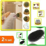Hereveoyuncak Duvara Yapışan Dönen Kedi Nanesi Cat Oyun Topu + Kedi Yıkama Fırçası - 2li Set Q1D5H1