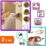 Hereveoyuncak Duvara Yapışan Kedi Nanesi Cat Oyun Topu + Tüylü Kurmalı Kedi Eğitim Oyuncağı - 2li Set F5A6B0