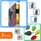 Hereveoyuncak Elastik Ayarlı Çıngıraklı Kedi Tassması + Eğlenceli Kedi Oyuncağı Çek Bırak Fare - 2li Set F4W2S9
