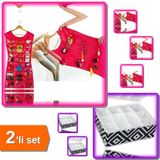 Hereveoyuncak Elbise Şeklinde Takı Organizeri - Pembe + 12 Bölmeli Pratik Bölmeli Çekmece Düzenleyici - 2li Set Z7