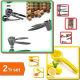 Hereveoyuncak Ergonomik Metal Fındık Kıracağı + Limon Sıkacağı - Limonatör - Plastik - 2li Set X2J1J1