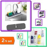 Hereveoyuncak Esnek Musluk Lavabo Matı + 8 Cepli Askılı Mutfak Banyo Düzenleyici - 2li Set H3Q2M9