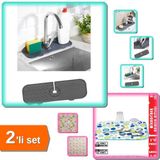 Hereveoyuncak Esnek Musluk Lavabo Matı + Mikrofiber Bulaşık Altlığı - 2li Set QP789