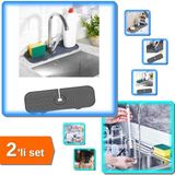 Hereveoyuncak Esnek Musluk Lavabo Matı Su Tutucu + Silikon Biberon ve Şişe Temizleme Fırçası - 2li Set X0L3E7