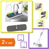 Hereveoyuncak Esnek Musluk Lavabo Su Tutucu Bulaşık Sünger Matı + Softon Lavabo Temizlik Fırçası - 2li Set D0E9U3