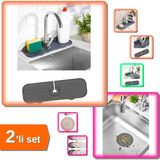 Hereveoyuncak Esnek Mutfak Banyo Musluk Lavabo Su Tutucu Matı + Yuvarlak Süzgeç Lavabo Süzgeci - 2li Set W8V5J9
