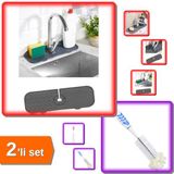 Hereveoyuncak Esnek Su Tutucu Musluk Lavabo Matı + Şişe Temizleme Fırçası - Pratik Temizlik Seti - 2li Set B6Y3J7
