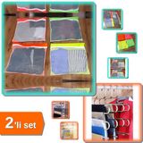 Hereveoyuncak Fermuarlı Valiz 4 Adet 4 Renk Bavul Içi Düzenleyici + 5 Katlı Pantolon Askısı - 2li Set F3F5V3
