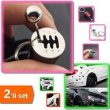 Hereveoyuncak Hareketli Vites Kutusu Anahtarlık + 3D Araç Sticker Yara Bere Şeklinde - 2li Set K6V2U2