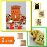 Hereveoyuncak Hayat Ağacı El Yapımı Çömlek Buhurdanlık Tütsülük + Saklama Kutusu - 2li Set Y4BM34