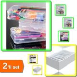 Hereveoyuncak Hobi Kutusu Iki Katlı + 8 Bölmeli Xl Çekmece Düzenleyici Organizer - 2li Set L9X2X4