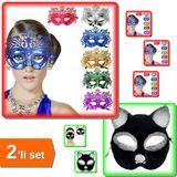 Hereveoyuncak Hologramlı Venedik Parti Maskesi 6 Adet + Simli Kedi Maskesi - 2li Set Q7N0R8