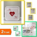 Hereveoyuncak Ilk Yardım Saklama Ecza Kutusu + 3 Gözlü Dikiş ve Takı Saklama Kabı Beyaz - 2li Set Y1W1A8