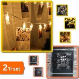 Hereveoyuncak Işıklı Mandallı Fotoğraf Albümü + Klaket Tasarımlı Ipli Fotoğraf Çerçevesi - 2li Set ABC123