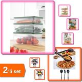 Hereveoyuncak Isıya Dayanıklı 3 In 1 Servis + Tupper Model Vakumlu Mikrodalga Saklama Kabı 5lt - 2li Set Z2H9V8
