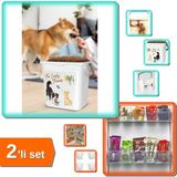 Hereveoyuncak Kapaklı 6lt Mama Saklama Kabı + 6 Adet Buzdolabı Içi Mini Düzenleyici Kutu Organizer - 2li Set C2W6F