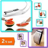 Hereveoyuncak Karpuz Kavun Dilimleme Bıçağı + Yeni Sarımsak Ezici Paslanmaz Çelik Garlic Press - 2li Set F4E0H3