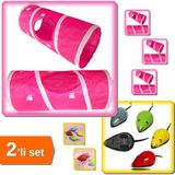 Hereveoyuncak Kedi Tüneli 25X55 cm + Çek Bırak Kedi Oyuncağı - 2li Set V6F8D3