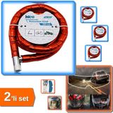 Hereveoyuncak Kırmızı Motor Bisiklet Kilidi 22 mm x 150 cm + Motosiklet Kaskı Için Yağmur Kaydırıcı - 2li Set T4T8