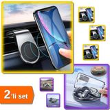 HerEveOyuncak Klimaya Takılan Mandallı Mıknatıslı + 360° Dönebilen Yapışkanlı Numaratörlü - 2li Telefon Tutucu Set
