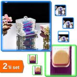 Hereveoyuncak Kulak Çubuğu Organizeri + Yuvarlak Mucize Makyaj Allık Pudra Krem Süngeri - 7 cm - 2li Set W2J9X4