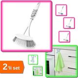 Hereveoyuncak Lavabo ve Küvet Dolap Temizleme Fırçası + Dolap Kapağı Çekmece Üstü Havlu Askısı - 2li Set N8J9T3