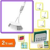 Hereveoyuncak Lavabo ve Küvet Temizleme Fırçası + Sünger Askısı Sponge Hanger Bulaşık Süngeri - 2li Set R2D2A3