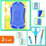 Hereveoyuncak Lüx Bebek Banyo Küvet Filesi - Havlu Yüzeyli + Bebek Tırnak Bakımı Mavi - 2li Set U4D3L6