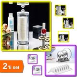 Hereveoyuncak Makyaj Pamuğu Organizeri + 2 Adet Beyaz 8 Bölmeli Tencere Kapak Rafı - Simple Tabaklık - 2li Set W3L