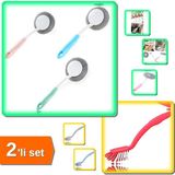 Hereveoyuncak Mangal Temizleme Fırçası - Barbekü Fırçası + Ergonomik Lavabo ve Bulaşık Fırçası - 2li Set F1K3B2