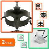 Hereveoyuncak Masquerade Kostüm Partisi Venedik Balo Maskesi + Balo Parti Maskesi Beyaz - 2li Set S1N4U5
