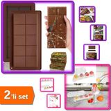 Hereveoyuncak Meşhur Dubai Çikolatası Kalıbı Silikon + Silikon Tabanlı 4 Bölmeli Şeffaf Buz Kalıbı - 2li Set X6C1D