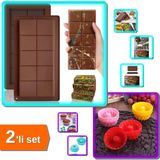 Hereveoyuncak Meşhur Dubai Tablet Çikolata Kalıbı + 6'lı Muffin Silikon Kalıp Seti - Evde Pastane Keyfi X7H9KP
