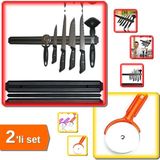 Hereveoyuncak Mıknatıslı Bıçak Askısı 33CM + Hamur Ruleti Düz - Pizza Kesici - Mutfak Gereçleri - 2li Set 6CB8E7