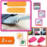 Hereveoyuncak Mikrofiber Başlıklı Girintili Yüzey Temizleme Mop - Sapsız + Mikrofiber Temizlik Eldiveni - 2li Set