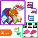 Hereveoyuncak Mikrofiber Makarna Mop Paspas Yedeği 60 cm + Temizlik Eldiveni - Araç Yıkama 2li Set Lıtglz