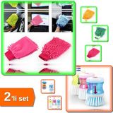 Hereveoyuncak Mikrofiber Temizlik Eldiveni + Deterjan Hazneli Bulaşık Fırçası - 2li Set QW5R8M