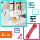 Hereveoyuncak Multi Bulaşıklık Tabaklık Kurutmalık + 20 Metre Çok Amaçlı Çamaşır Ipi - 2li Set N8Y8U8